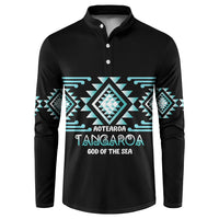 Aotearoa Atua Tangaroa Personalised Button Sweatshirt Maori God Of The Sea Taniko Motifs LT14 Turquoise - Polynesian Pride