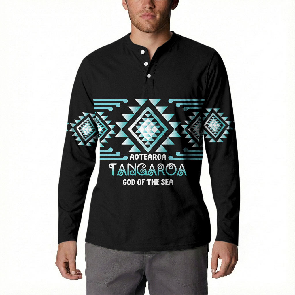 Aotearoa Atua Tangaroa Personalised Button Sweatshirt Maori God Of The Sea Taniko Motifs LT14 - Polynesian Pride