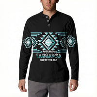 Aotearoa Atua Tangaroa Personalised Button Sweatshirt Maori God Of The Sea Taniko Motifs LT14 - Polynesian Pride