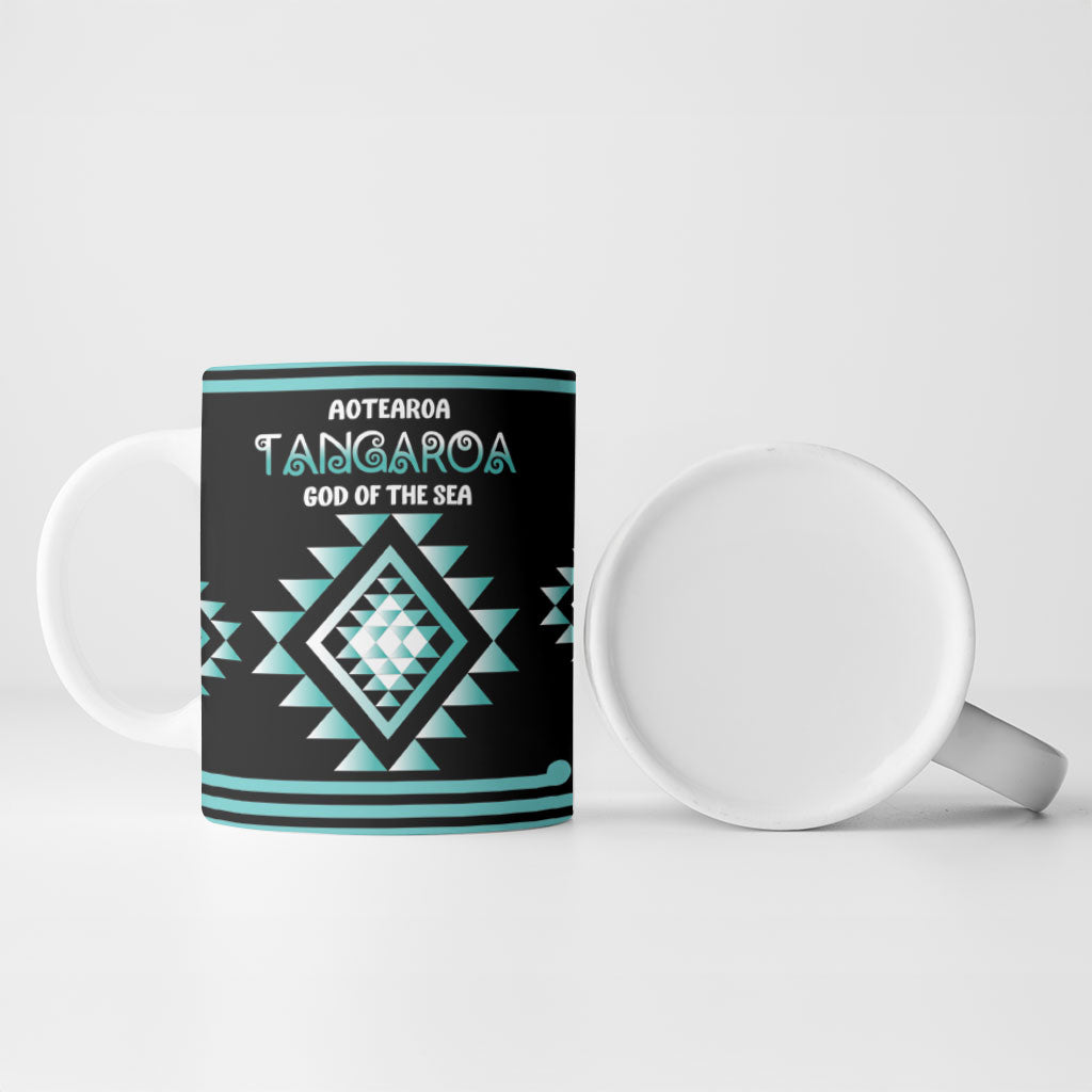 Aotearoa Atua Tangaroa Personalised Ceramic Mug Maori God Of The Sea Taniko Motifs LT14 - Polynesian Pride