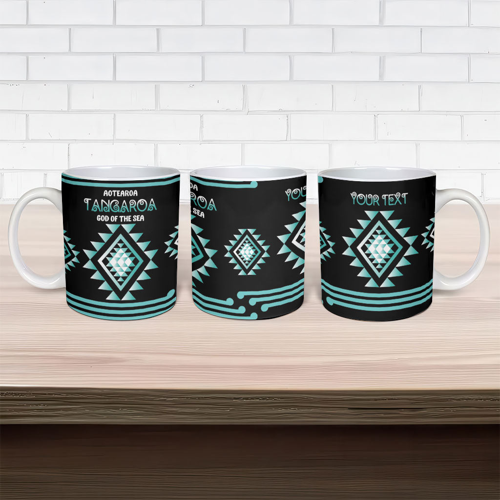 Aotearoa Atua Tangaroa Personalised Ceramic Mug Maori God Of The Sea Taniko Motifs LT14 - Polynesian Pride