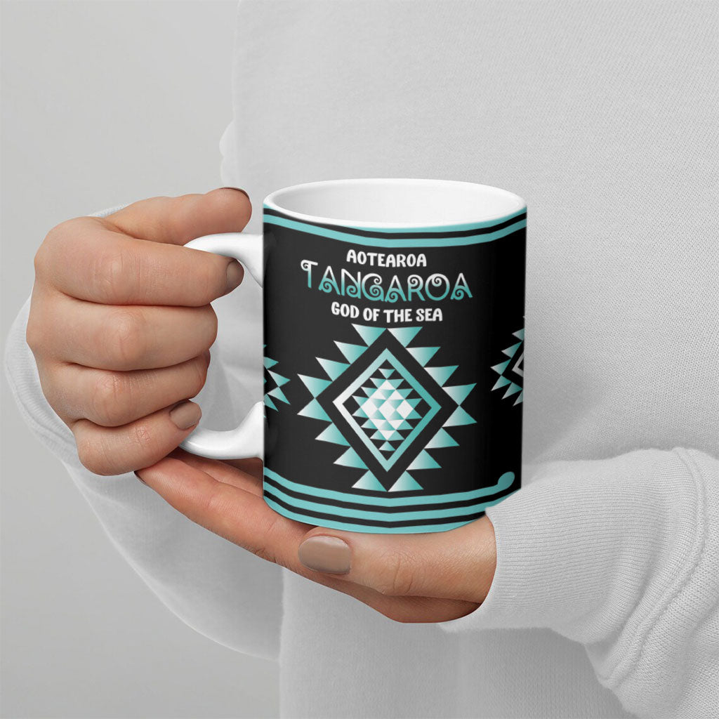 Aotearoa Atua Tangaroa Personalised Ceramic Mug Maori God Of The Sea Taniko Motifs LT14 - Polynesian Pride