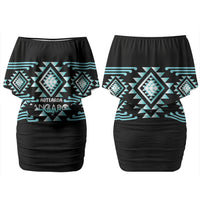 Aotearoa Atua Tangaroa Personalised Couples Matching Off Shoulder Short Dress and Hawaiian Shirt Maori God Of The Sea Taniko Motifs LT14 - Polynesian Pride