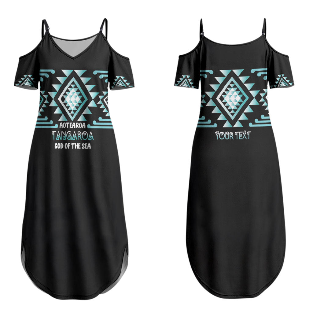 Aotearoa Atua Tangaroa Personalised Couples Matching Summer Maxi Dress and Hawaiian Shirt Maori God Of The Sea Taniko Motifs LT14 - Polynesian Pride