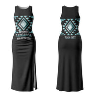 Aotearoa Atua Tangaroa Personalised Couples Matching Tank Maxi Dress and Long Sleeve Button Shirt Maori God Of The Sea Taniko Motifs LT14 - Polynesian Pride