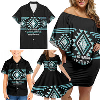 Aotearoa Atua Tangaroa Personalised Family Matching Off Shoulder Short Dress and Hawaiian Shirt Maori God Of The Sea Taniko Motifs LT14 - Polynesian Pride
