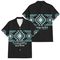 Aotearoa Atua Tangaroa Personalised Family Matching Puletasi and Hawaiian Shirt Maori God Of The Sea Taniko Motifs LT14 Dad's Shirt - Short Sleeve Turquoise - Polynesian Pride