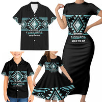 Aotearoa Atua Tangaroa Personalised Family Matching Short Sleeve Bodycon Dress and Hawaiian Shirt Maori God Of The Sea Taniko Motifs LT14 - Polynesian Pride