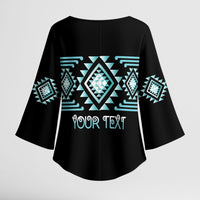Aotearoa Atua Tangaroa Personalised Kimono Sleeve Blouse Maori God Of The Sea Taniko Motifs LT14 - Polynesian Pride