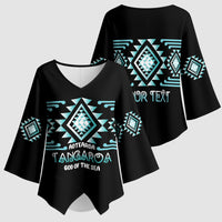 Aotearoa Atua Tangaroa Personalised Kimono Sleeve Blouse Maori God Of The Sea Taniko Motifs LT14 - Polynesian Pride
