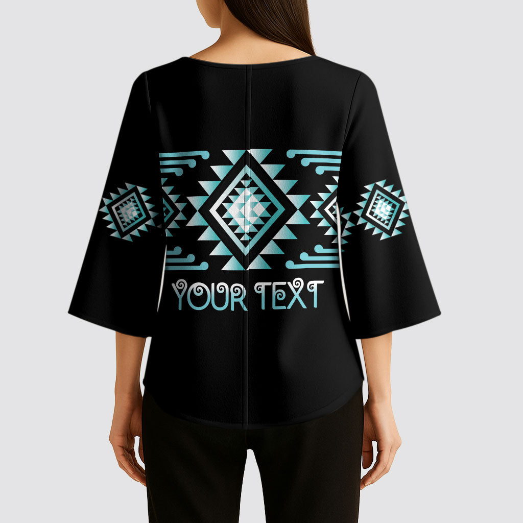 Aotearoa Atua Tangaroa Personalised Kimono Sleeve Blouse Maori God Of The Sea Taniko Motifs LT14 - Polynesian Pride