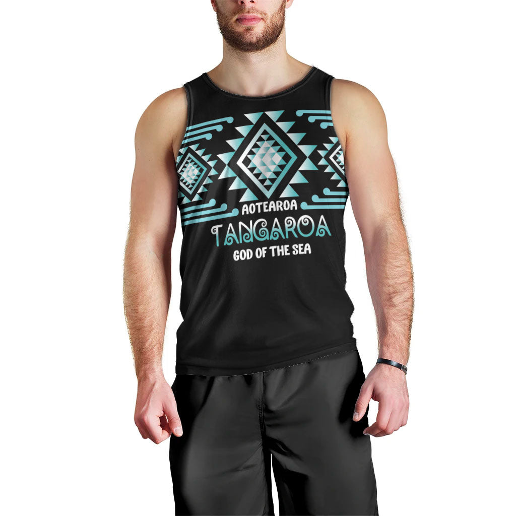 Aotearoa Atua Tangaroa Personalised Men Tank Top Maori God Of The Sea Taniko Motifs LT14 - Polynesian Pride