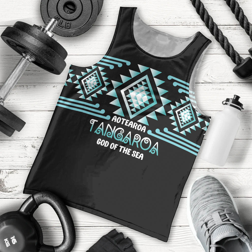 Aotearoa Atua Tangaroa Personalised Men Tank Top Maori God Of The Sea Taniko Motifs LT14 - Polynesian Pride