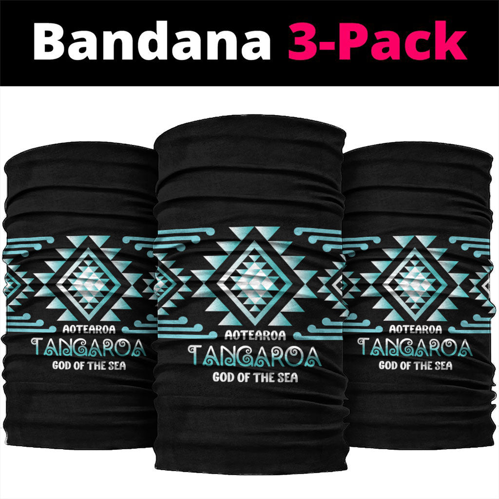 Aotearoa Atua Tangaroa Neck Gaiter Maori God Of The Sea Taniko Motifs LT14 package One Size: 25*50cm Turquoise - Polynesian Pride