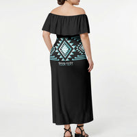 Aotearoa Atua Tangaroa Personalised Off Shoulder Maxi Dress Maori God Of The Sea Taniko Motifs LT14 - Polynesian Pride