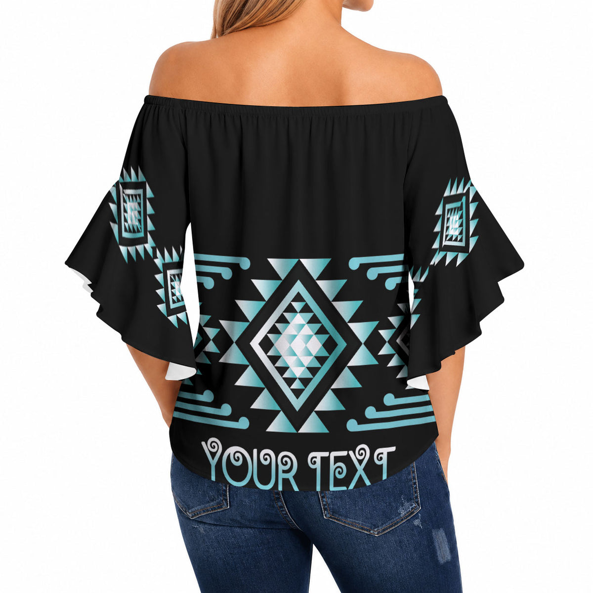 Aotearoa Atua Tangaroa Personalised Off Shoulder Wrap Waist Top Maori God Of The Sea Taniko Motifs LT14 - Polynesian Pride