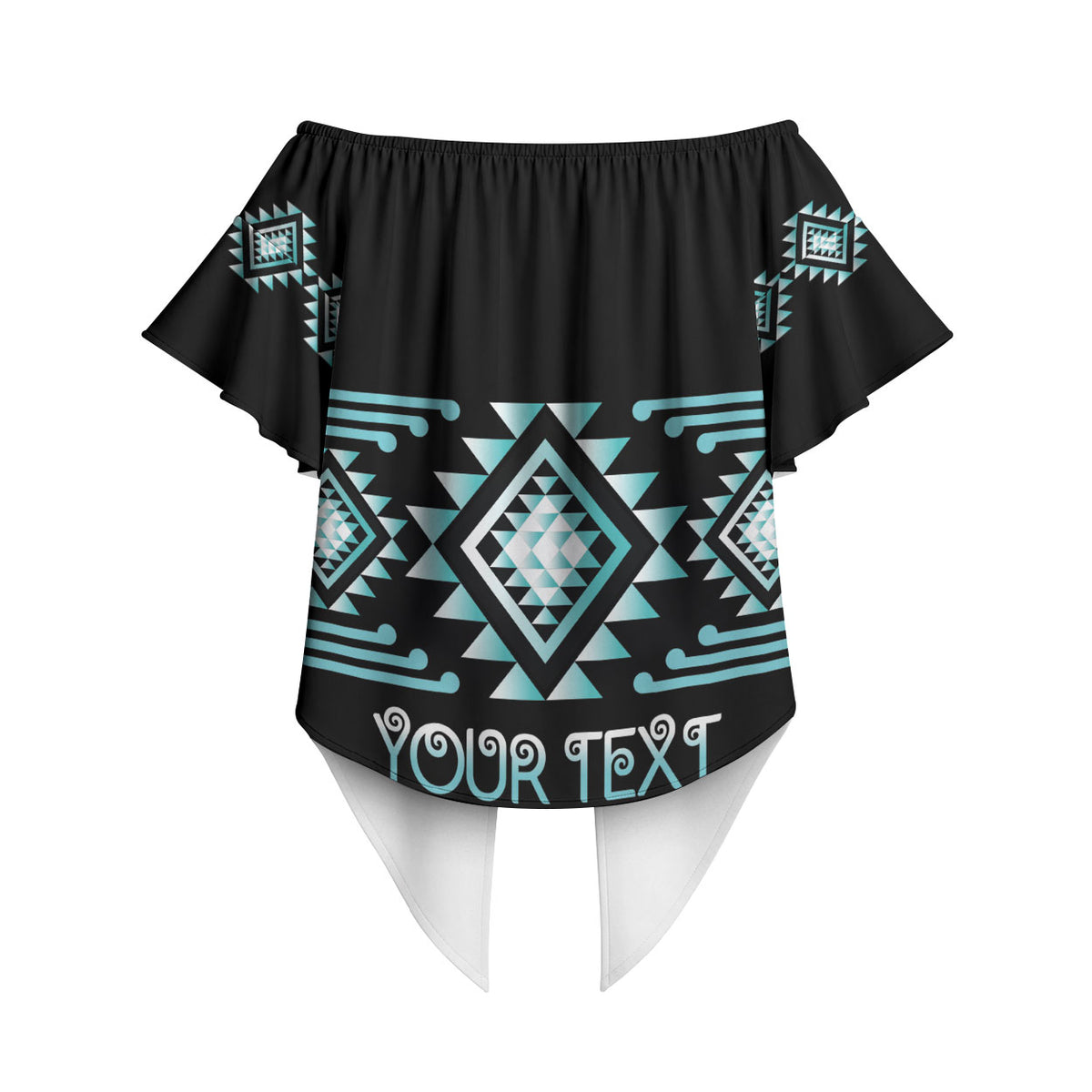 Aotearoa Atua Tangaroa Personalised Off Shoulder Wrap Waist Top Maori God Of The Sea Taniko Motifs LT14 - Polynesian Pride