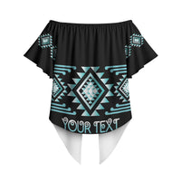 Aotearoa Atua Tangaroa Personalised Off Shoulder Wrap Waist Top Maori God Of The Sea Taniko Motifs LT14 - Polynesian Pride