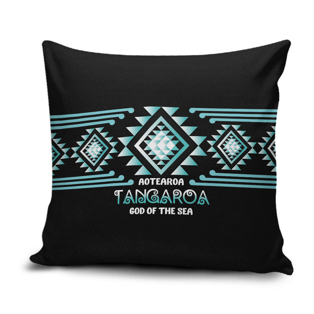 Aotearoa Atua Tangaroa Pillow Cover Maori God Of The Sea Taniko Motifs LT14 Turquoise - Polynesian Pride