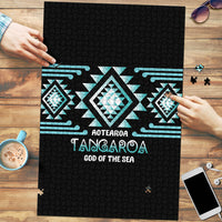 Aotearoa Atua Tangaroa Puzzle Maori God Of The Sea Taniko Motifs LT14 Turquoise - Polynesian Pride
