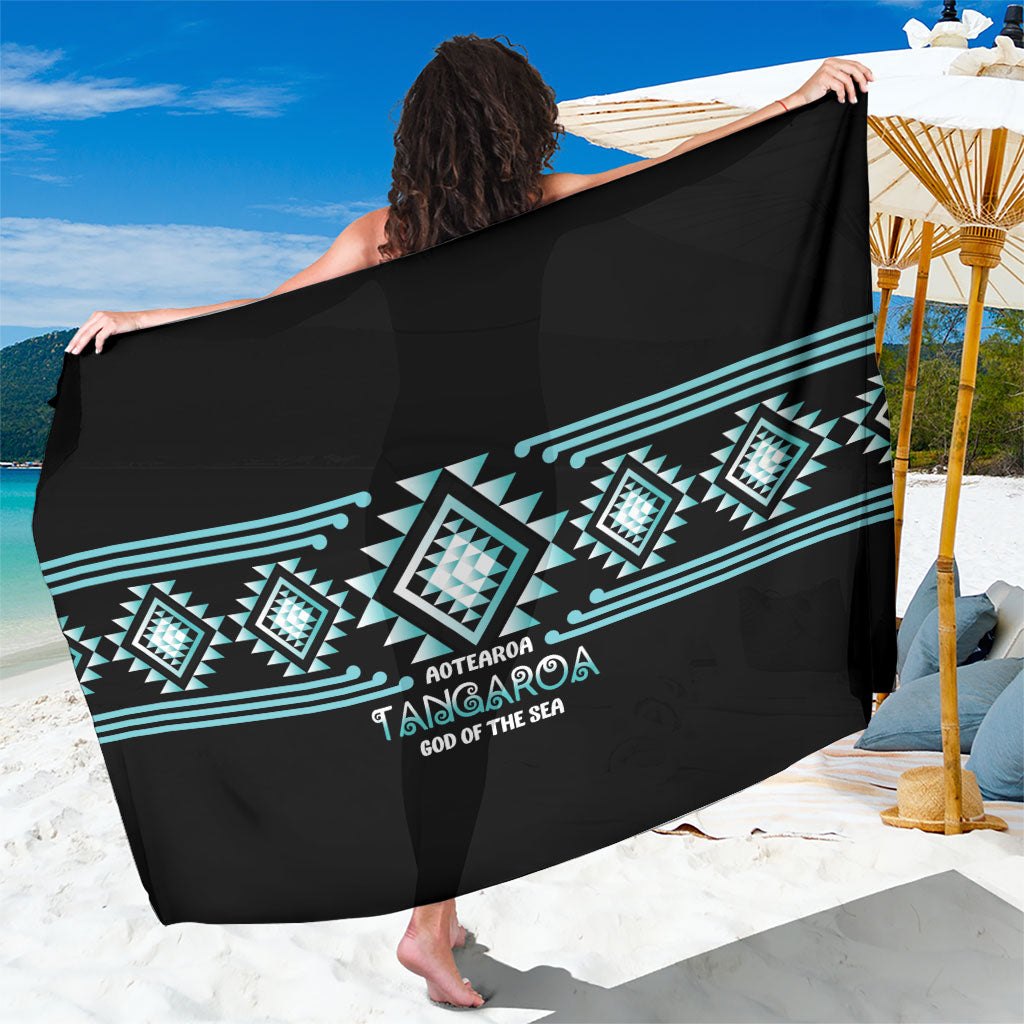 Aotearoa Atua Tangaroa Sarong Maori God Of The Sea Taniko Motifs LT14 One Size 44 x 66 inches Turquoise - Polynesian Pride