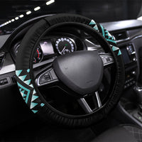 Aotearoa Atua Tangaroa Steering Wheel Cover Maori God Of The Sea Taniko Motifs LT14 Universal Fit Turquoise - Polynesian Pride