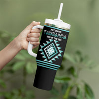Aotearoa Atua Tangaroa Personalised Tumbler With Handle Maori God Of The Sea Taniko Motifs LT14 - Polynesian Pride