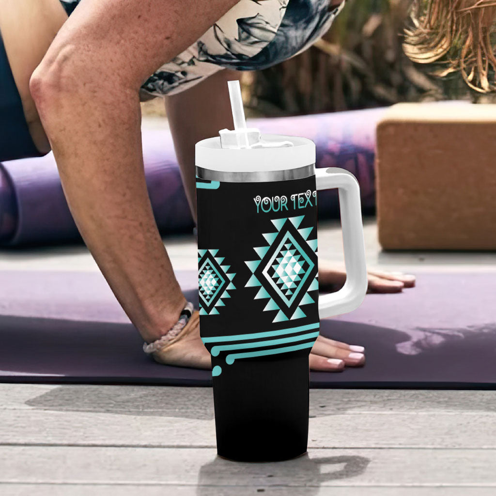 Aotearoa Atua Tangaroa Personalised Tumbler With Handle Maori God Of The Sea Taniko Motifs LT14 - Polynesian Pride