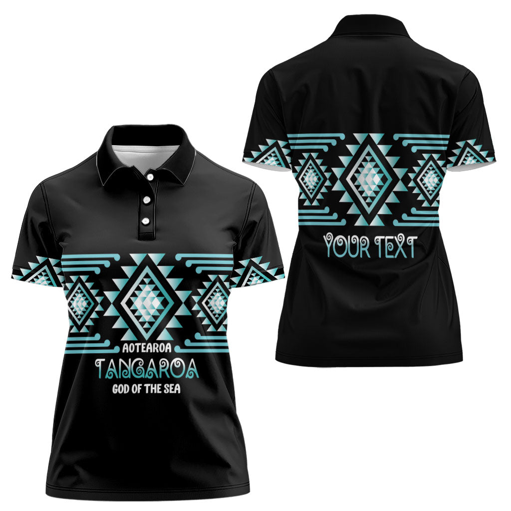 Aotearoa Atua Tangaroa Personalised Women Polo Shirt Maori God Of The Sea Taniko Motifs LT14 - Polynesian Pride