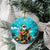 Hawaii Christmas Ceramic Ornament Mele Kalikimaka Poinsettia Lei - Cyan