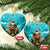 Hawaii Christmas Ceramic Ornament Mele Kalikimaka Poinsettia Lei - Cyan