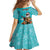 Hawaii Christmas Family Matching Mermaid Dress and Hawaiian Shirt Mele Kalikimaka Poinsettia Lei - Cyan