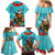 Hawaii Christmas Family Matching Mermaid Dress and Hawaiian Shirt Mele Kalikimaka Poinsettia Lei - Cyan