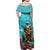 Hawaii Christmas Family Matching Off Shoulder Maxi Dress and Hawaiian Shirt Mele Kalikimaka Poinsettia Lei - Cyan