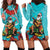 Hawaii Christmas Hoodie Dress Mele Kalikimaka Poinsettia Lei - Cyan