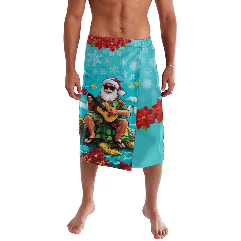 Hawaii Christmas Lavalava Mele Kalikimaka Poinsettia Lei - Cyan LT14 Cyan - Polynesian Pride
