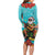 Hawaii Christmas Long Sleeve Bodycon Dress Mele Kalikimaka Poinsettia Lei - Cyan