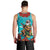 Hawaii Christmas Men Tank Top Mele Kalikimaka Poinsettia Lei - Cyan