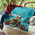 Hawaii Christmas Quilt Mele Kalikimaka Poinsettia Lei - Cyan