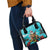 Hawaii Christmas Shoulder Handbag Mele Kalikimaka Poinsettia Lei - Cyan