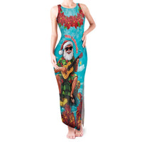 Hawaii Christmas Tank Maxi Dress Mele Kalikimaka Poinsettia Lei - Cyan LT14 Women Cyan - Polynesian Pride
