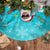 Hawaii Christmas Tree Skirt Mele Kalikimaka Poinsettia Lei - Cyan