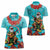 Hawaii Christmas Women Polo Shirt Mele Kalikimaka Poinsettia Lei - Cyan