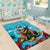 Hawaii Christmas Area Rug Mele Kalikimaka Poinsettia Lei Polynesian - Blue