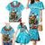 Hawaii Christmas Family Matching Mermaid Dress and Hawaiian Shirt Mele Kalikimaka Poinsettia Lei Polynesian - Blue