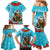 Hawaii Christmas Family Matching Mermaid Dress and Hawaiian Shirt Mele Kalikimaka Poinsettia Lei Polynesian - Blue