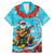 Hawaii Christmas Family Matching Mermaid Dress and Hawaiian Shirt Mele Kalikimaka Poinsettia Lei Polynesian - Blue