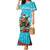 Hawaii Christmas Family Matching Mermaid Dress and Hawaiian Shirt Mele Kalikimaka Poinsettia Lei Polynesian - Blue