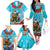 Hawaii Christmas Family Matching Off The Shoulder Long Sleeve Dress and Hawaiian Shirt Mele Kalikimaka Poinsettia Lei Polynesian - Blue