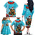 Hawaii Christmas Family Matching Off The Shoulder Long Sleeve Dress and Hawaiian Shirt Mele Kalikimaka Poinsettia Lei Polynesian - Blue